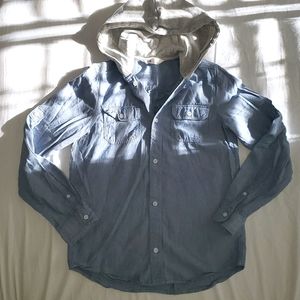 H&M denim button-down w/hood sz11-12